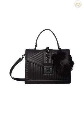 Faux Leather Top Handle Handbag Medium Synthetic Saddle Purse